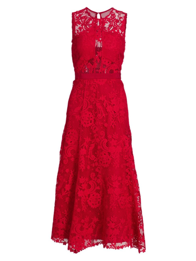 Self-portrait Red Lace Midi Dress