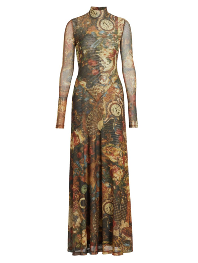 Ronny Kobo Women's Ember Abstract Maxi Dress In Bronze Combo