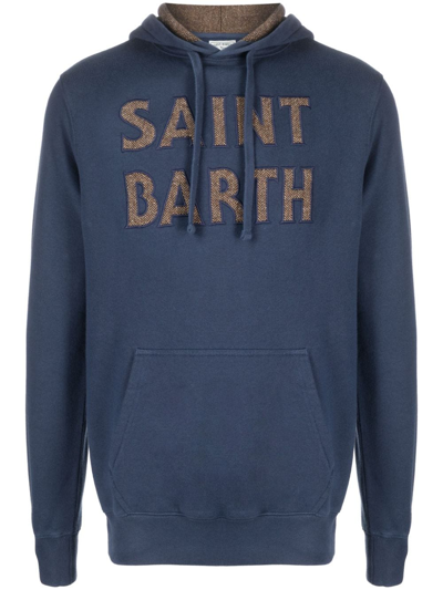 Mc2 Saint Barth Logo-patch Cotton Hoodie In Blue