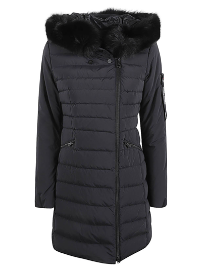 Peuterey Seriola Long Puffer Coat With Hood In Black