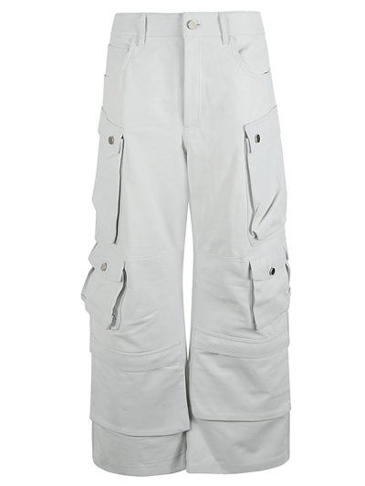 Fermas.club Leather Cargo Pants In White