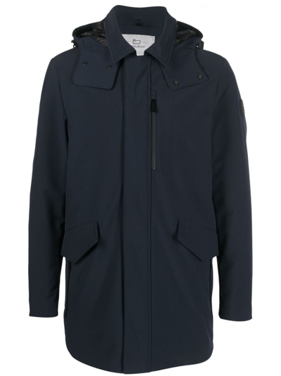 Woolrich Logo-patch Padded Coat In Blue