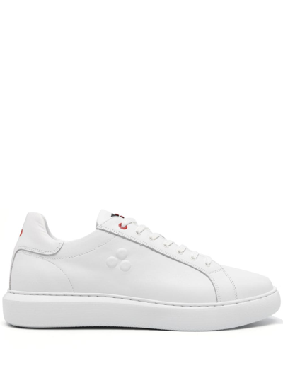 Peuterey Logo-embossed Leather Sneakers In White