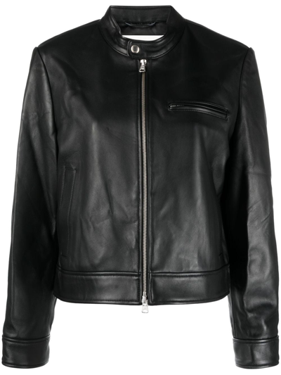 Dunst Zip-up Leather Jacket In Black