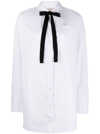 Semicouture Bow-detailing Cotton Shirt In White