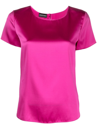 Emporio Armani Official Store Silk Satin Blouse In Pink