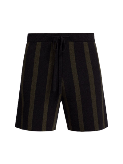 Nanushka Walter Striped Terry-cloth Shorts In Stripe Dark Khaki Black