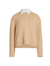 TWP WOMEN'S BOY COLLARED CABLE-KNIT SWEATER