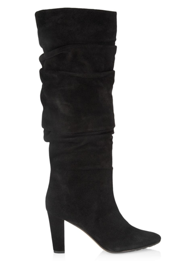 MANOLO BLAHNIK WOMEN'S CALASSOHI 90MM SLOUCHY SUEDE KNEE-HIGH BOOTS