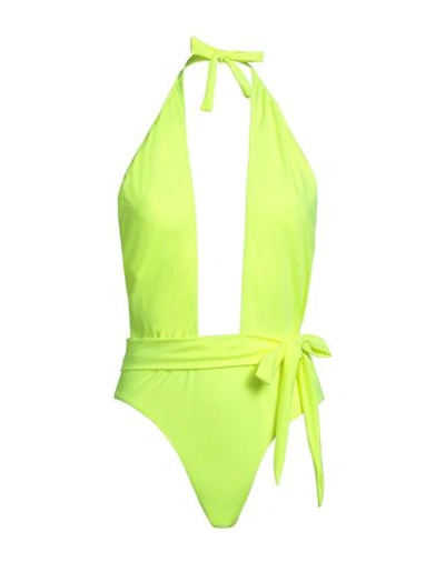 4giveness Woman One-piece Swimsuit Light Yellow Size S Polyester, Elastane
