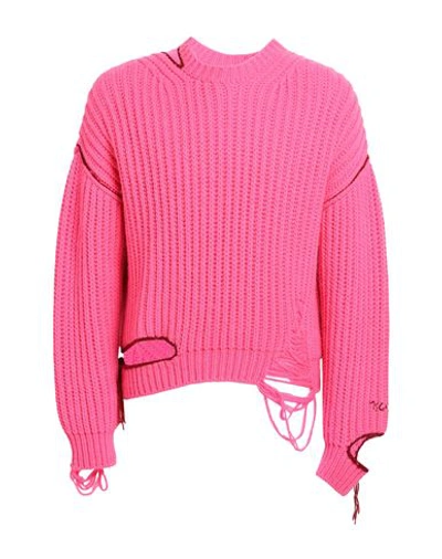 Msgm Man Sweater Fuchsia Size M Acrylic, Wool, Alpaca Wool In Pink
