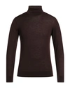 Daniele Fiesoli Man Turtleneck Dark Brown Size S Merino Wool