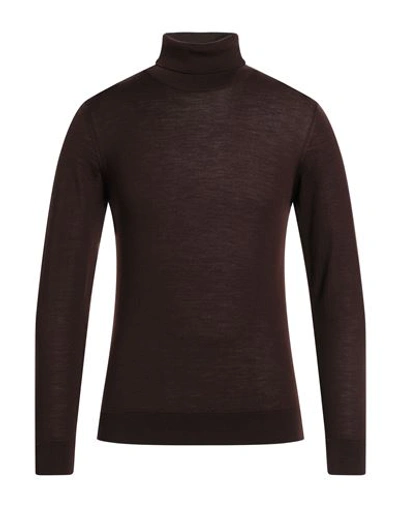 Daniele Fiesoli Man Turtleneck Dark Brown Size S Merino Wool In Brown