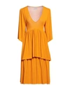 SCAGLIONE SCAGLIONE WOMAN MIDI DRESS OCHER SIZE S VISCOSE, COTTON