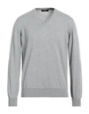 Alpha Studio Man Sweater Light Grey Size 44 Merino Wool, Lambskin