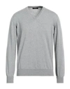 Alpha Studio Man Sweater Light Grey Size 44 Merino Wool, Lambskin In Grey
