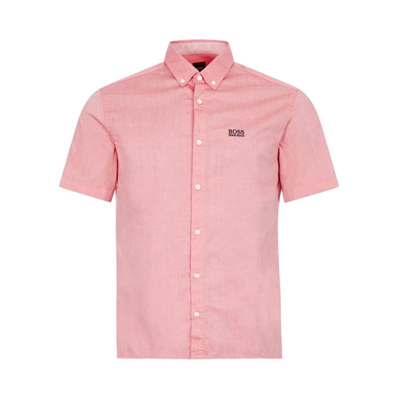 Hugo Boss 【关注领券减120】新款男装棉质系扣 修身短袖衬衫 Biadia-r-50425624-620 In Pink