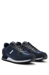 Hugo Boss Running-style Trainers In Mixed Materials With Logo Details In Dark Blue
