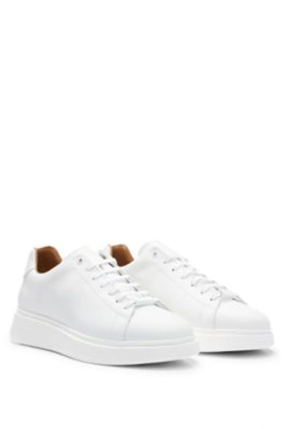 HUGO BOSS LEATHER TRAINERS WITH RUBBER OUTSOLE