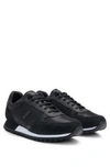Hugo Boss Mixed-material Trainers With Faux-leather Trims In Black