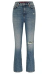 Hugo Boss Logo-patch Cotton Tapered Jeans In Blue