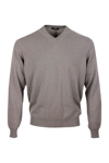 COLOMBO LONG-SLEEVED V-NECK SWEATER IN FINE 2-PLY 100% KID CASHMERE WITH SPECIAL PROCESSING ON THE EDGE OF T