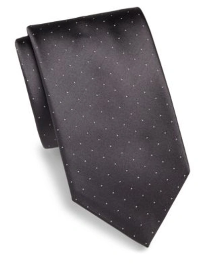 Brioni Micro Dot Silk Tie In Grey White