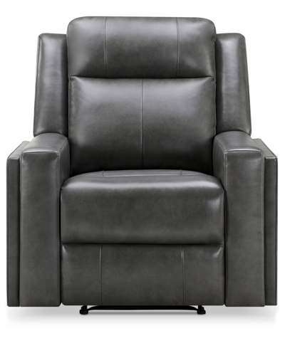 Abbyson Living Rhodes 37.5" Top-grain Leather Manual Recliner In Gray