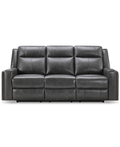 Abbyson Living Rhodes 81.5" Top-grain Leather Manual Reclining Sofa In Gray