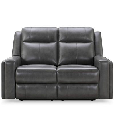 Abbyson Living Rhodes 60" Top-grain Leather Manual Reclining Loveseat In Gray