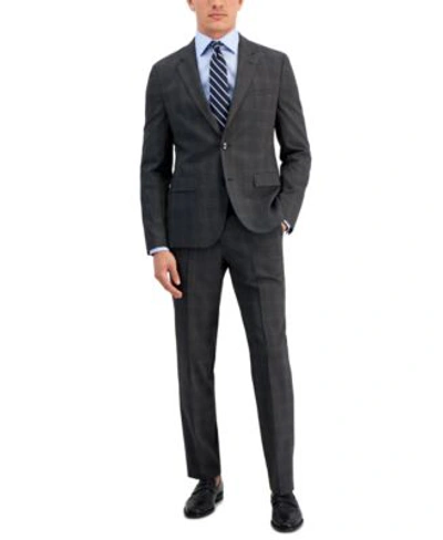 Hugo Boss Mens Modern Fit Wool Blend Plaid Suit In Brown Plaid