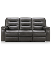 Abbyson Living Waylen 81.5" Top-grain Leather Manual Reclining Sofa In Gray