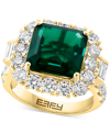 EFFY COLLECTION EFFY LAB GROWN EMERALD (4-7/8 CT. T.W.) & LAB GROWN DIAMOND (2-3/8 CT. T.W.) HALO STATEMENT RING IN 