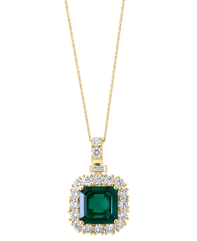 Effy Collection Effy Lab Grown Emerald (4-3/4 Ct. T.w.) & Lab Grown Diamond (1-7/8 Ct. T.w.) Halo 18" Pendant Neckla In K Gold