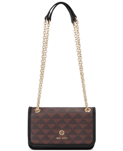 Nine West Tristian Mini Convertible Crossbody Flap In Mahogany Logo