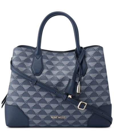 Nine West Brooklyn Jet Set Small Satchel In Navy Logo