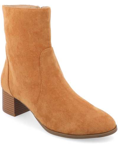 Journee Collection Collection Women's Tru Comfort Foam Wide Width Hayven Booties In Cognac
