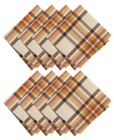 Elrene Russet Harvest Woven Plaid Napkins, Set Of 8, 17" X 17" In Multi