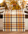 ELRENE RUSSET HARVEST WOVEN PLAID TABLE RUNNER, 13" X 70"