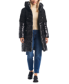 VINCE CAMUTO WOMEN'S MIXED-MEDIA BELTED HOODED PUFFER COAT