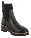 Mia Soraya Lug Wedge Boot In Black Tumbled Nappa