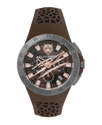 Plein Sport Men's Thunderstorm Chrono Brown Silicone Strap Watch 43mm