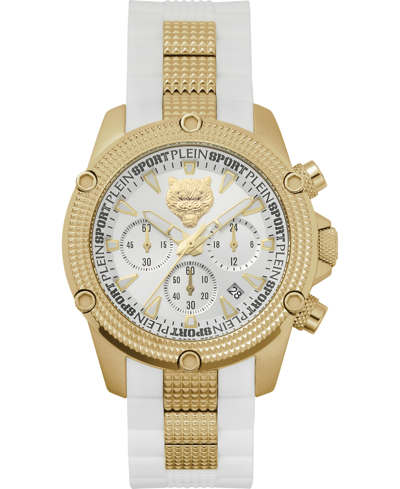 Plein Sport Men's Hurricane White Silicone Strap Watch 44mm In Gold