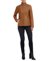 Cole Haan Wing Collar Leather Jacket In Hickory