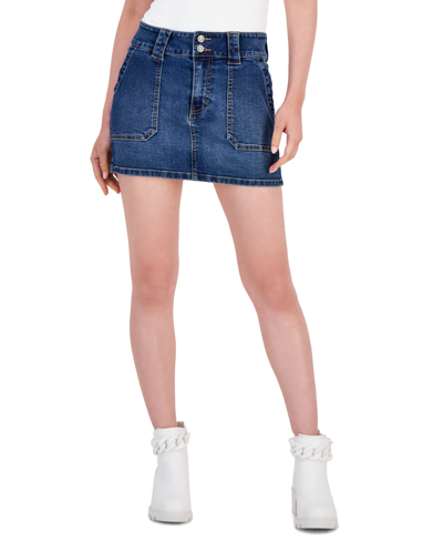 Celebrity Pink Juniors' Utility-pocket Skirt In Medium Wash