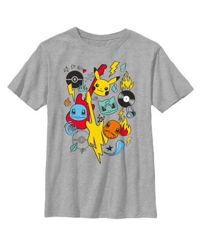 Nintendo Kids' Boy's Pokemon Music Rocks Starters Child T-shirt In Athletic Heather