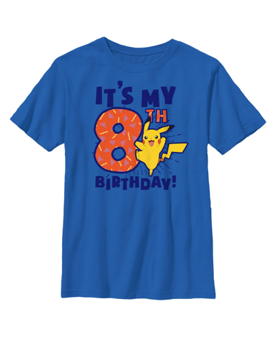 Nintendo Kids' Boy's Pokemon It's My 8th Birthday Pikachu Child T-shirt In Royal Blue
