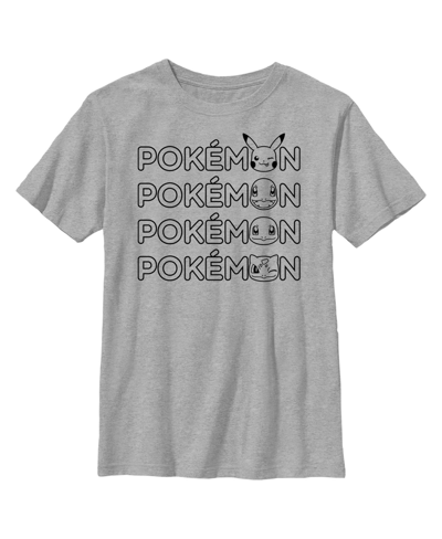 Nintendo Boy's Pokemon Starter Heads Outline Child T-shirt In Athletic Heather