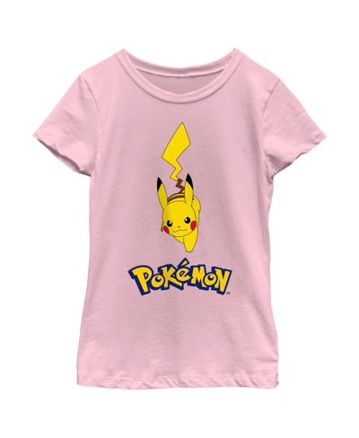 Nintendo Girl's Pokemon Logo Running Pikachu Child T-shirt In Light Pink