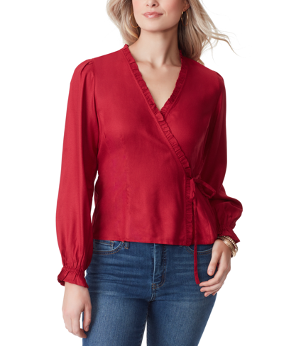 Jessica Simpson Women's Solid Tanya Ruffled Wrap Top In Rio Red